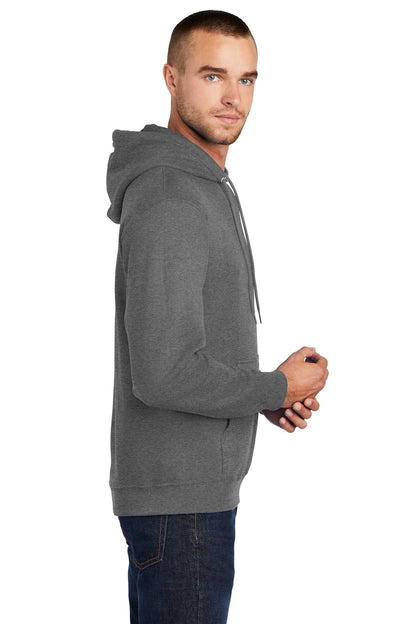 Graphite Hthr Port & Co Core Fleece Pullover Hooded Sweatshirt. PC78H