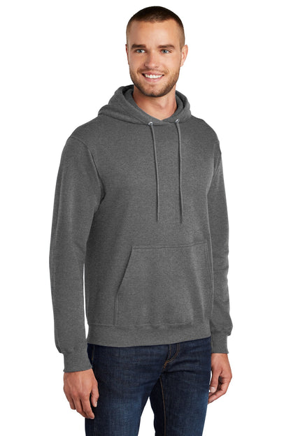 Graphite Hthr Port & Co Core Fleece Pullover Hooded Sweatshirt. PC78H