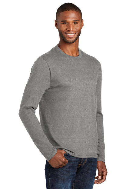 Graphite Hthr Port & Co Long Sleeve Fan Favorite Blend Tee. PC455LS plain