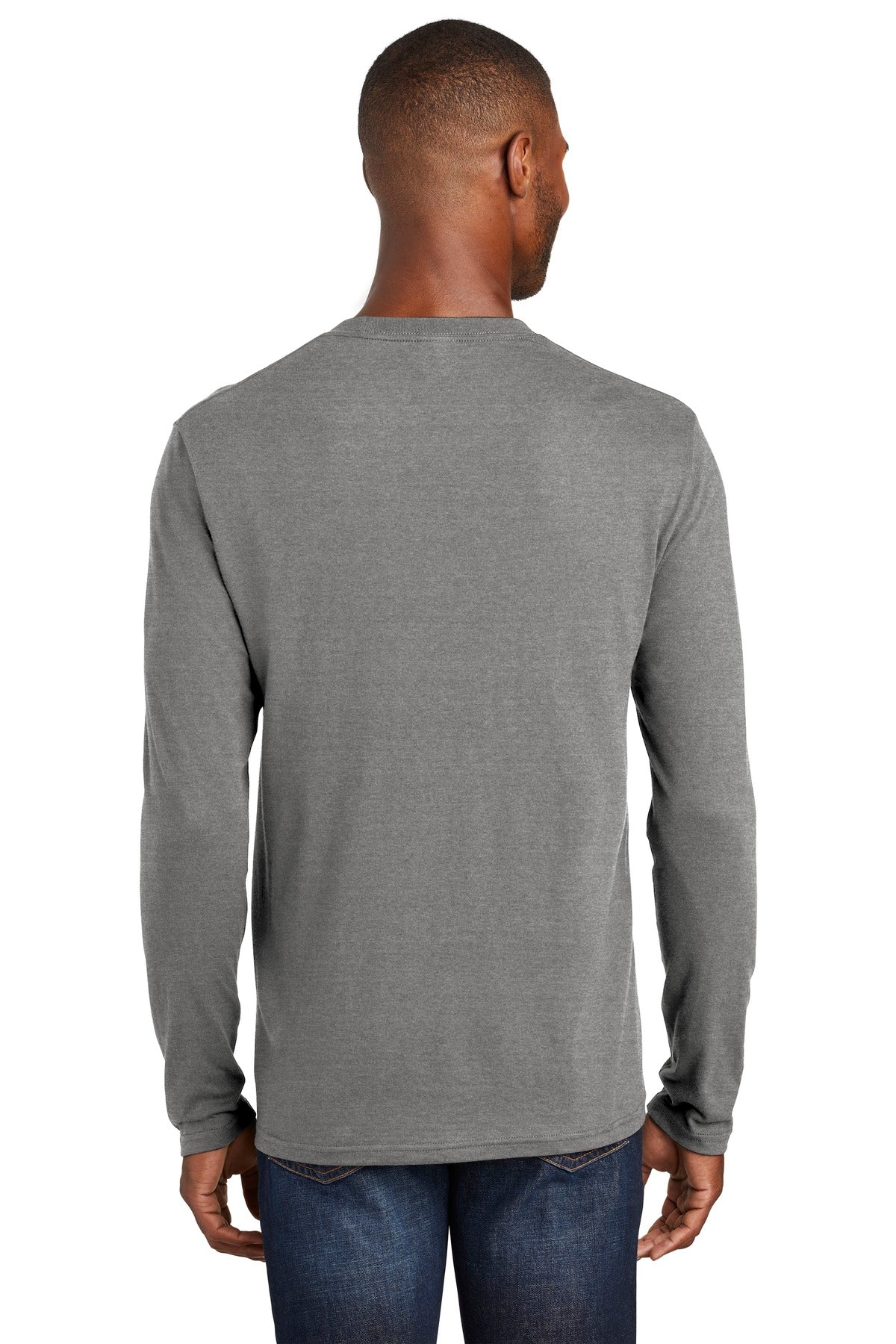 Graphite Hthr Port & Co Long Sleeve Fan Favorite Blend Tee. PC455LS plain