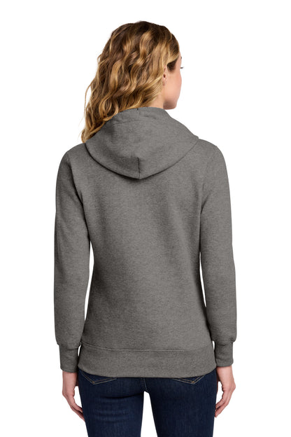 Graphite Hthr Port & Co Women's Core Fleece Pullover Hooded Sweatshirt LPC78H plain