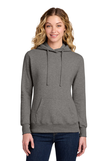 Graphite Hthr Port & Co Women's Core Fleece Pullover Hooded Sweatshirt LPC78H plain
