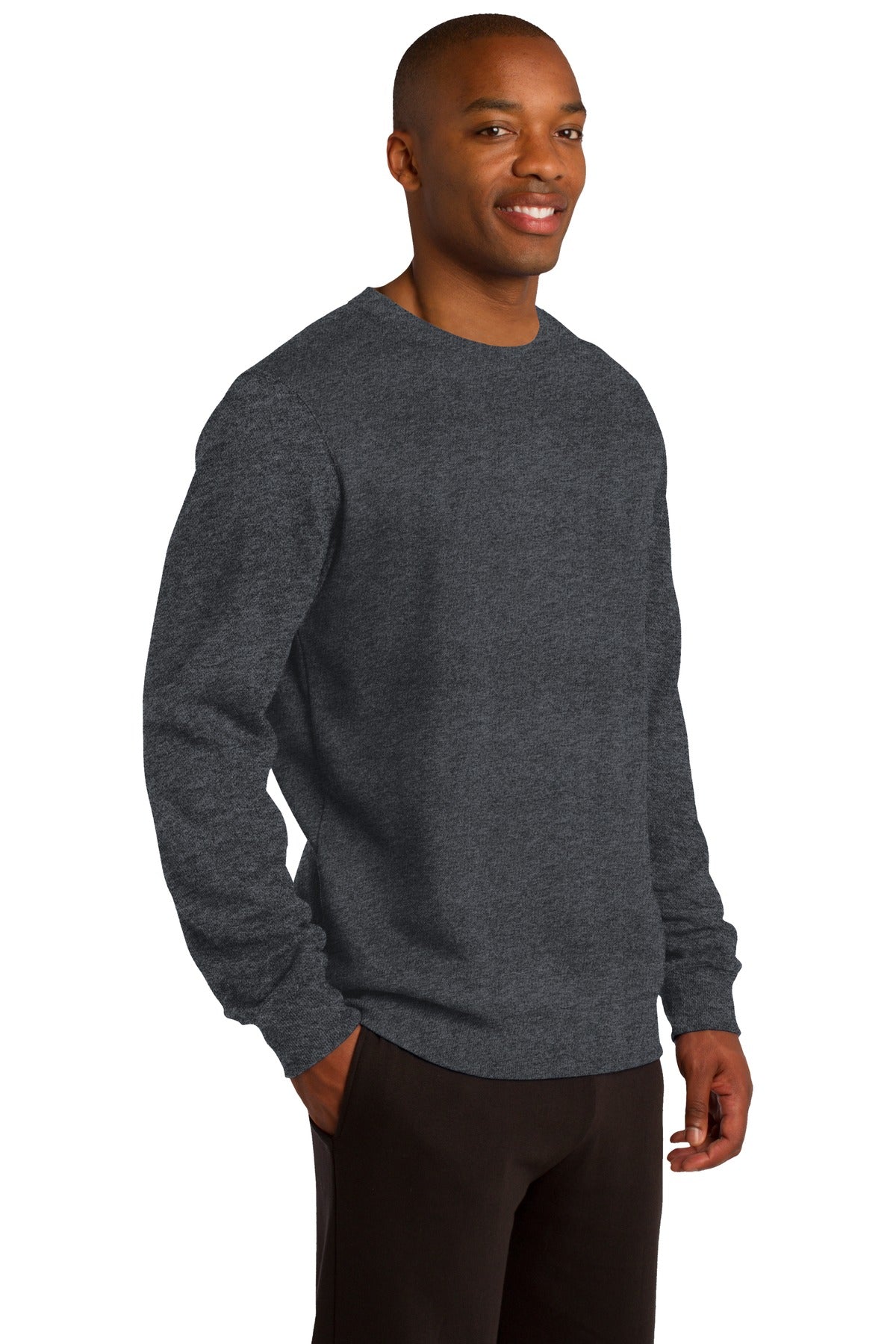 Graphite Hthr Sport-Tek Crewneck Sweatshirt. ST266 plain