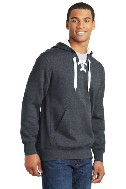 Graphite Hthr Sport-Tek Lace Up Pullover Hooded Sweatshirt. ST271 plain