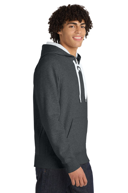 Graphite Hthr Sport-Tek Lace Up Pullover Hooded Sweatshirt. ST271 plain