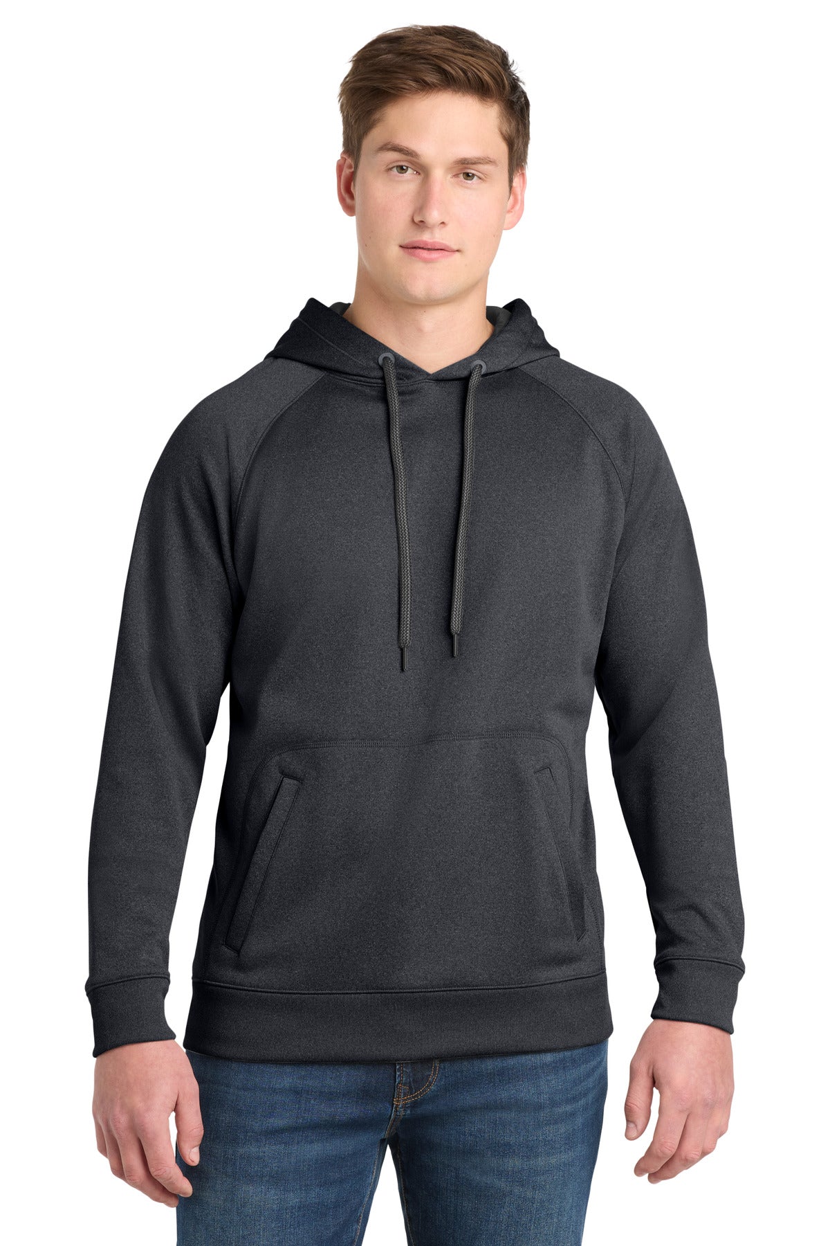 Graphite Hthr Sport-Tek Tech Fleece Hooded Sweatshirt. ST250 plain