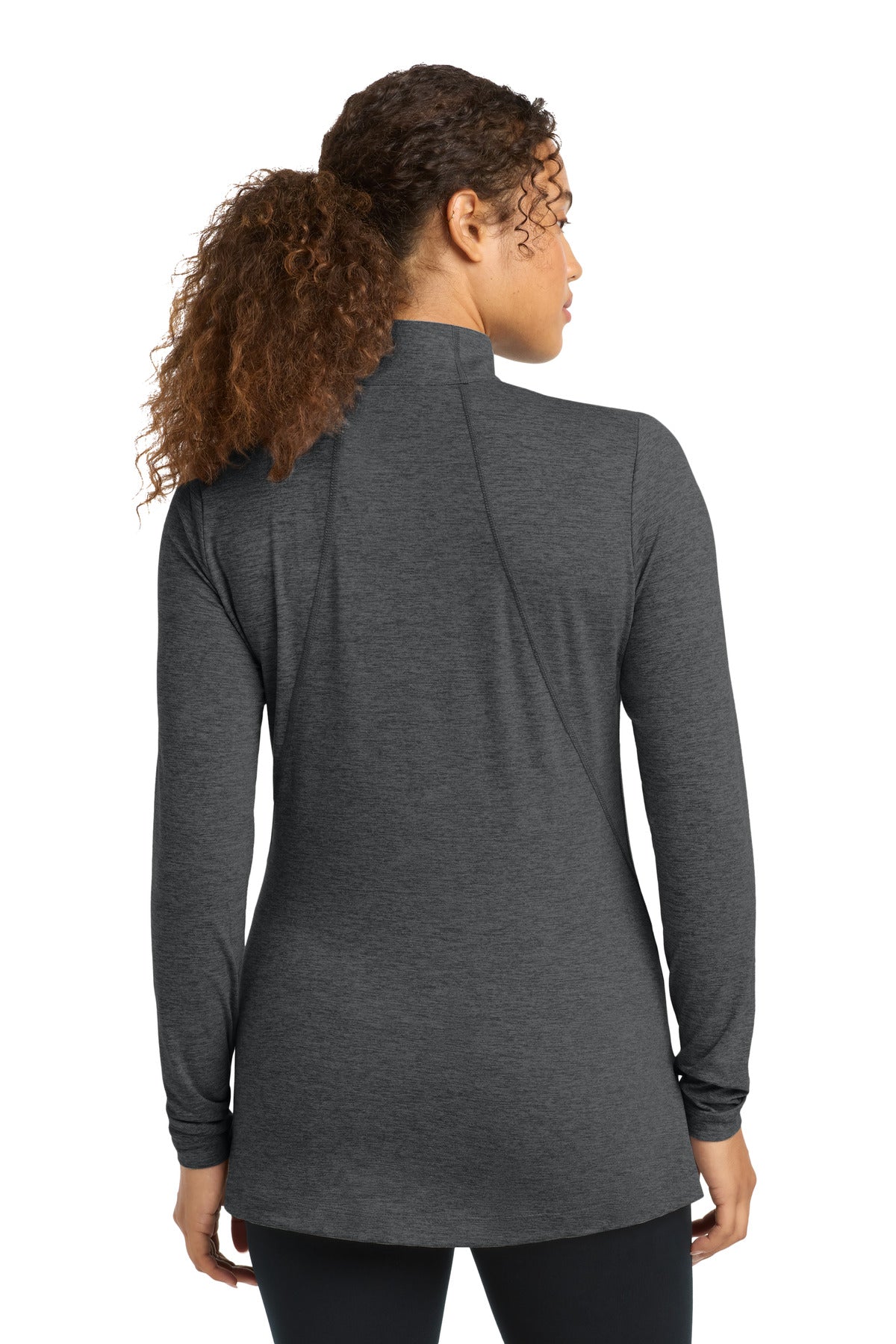 Graphite Hthr Sport-Tek Women's Exchange 1.5 Long Sleeve 1/2-Zip LST711 plain