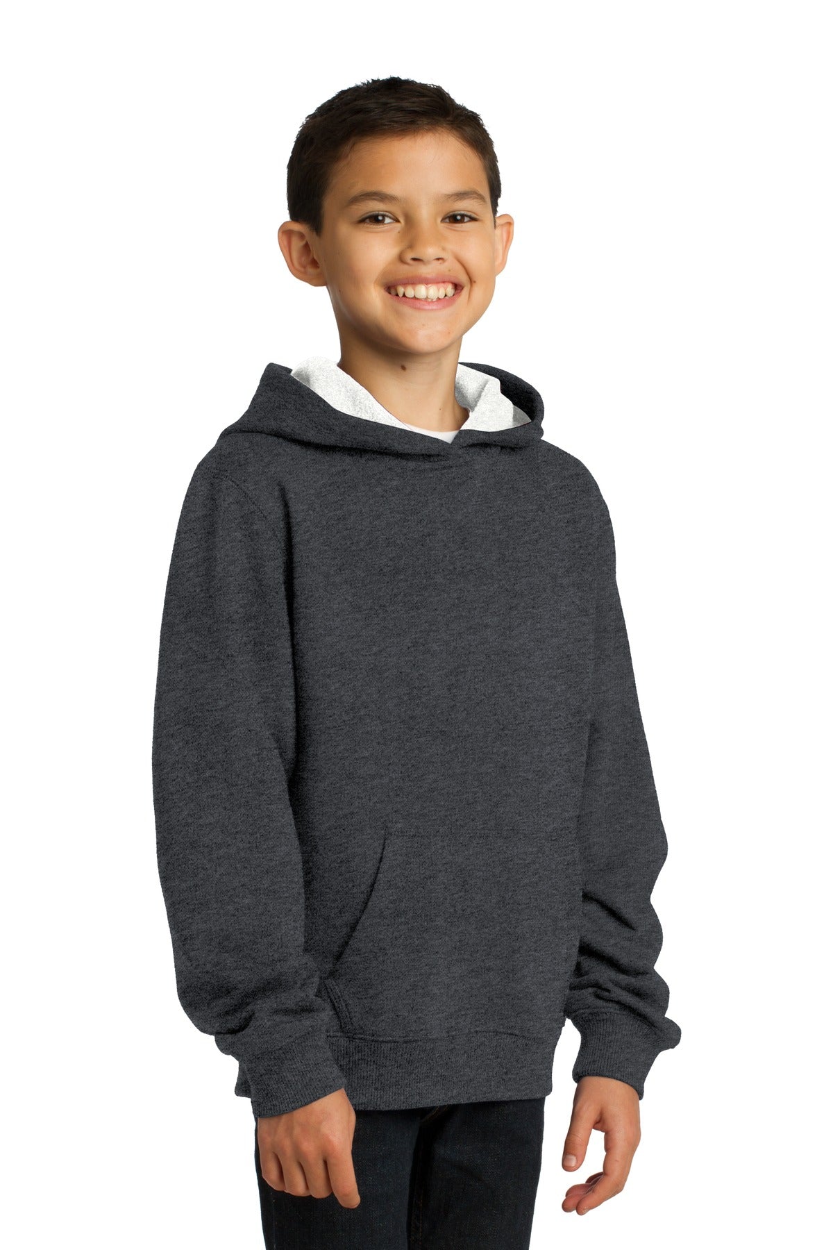 Graphite Hthr Sport-Tek Youth Pullover Hooded Sweatshirt. YST254 plain
