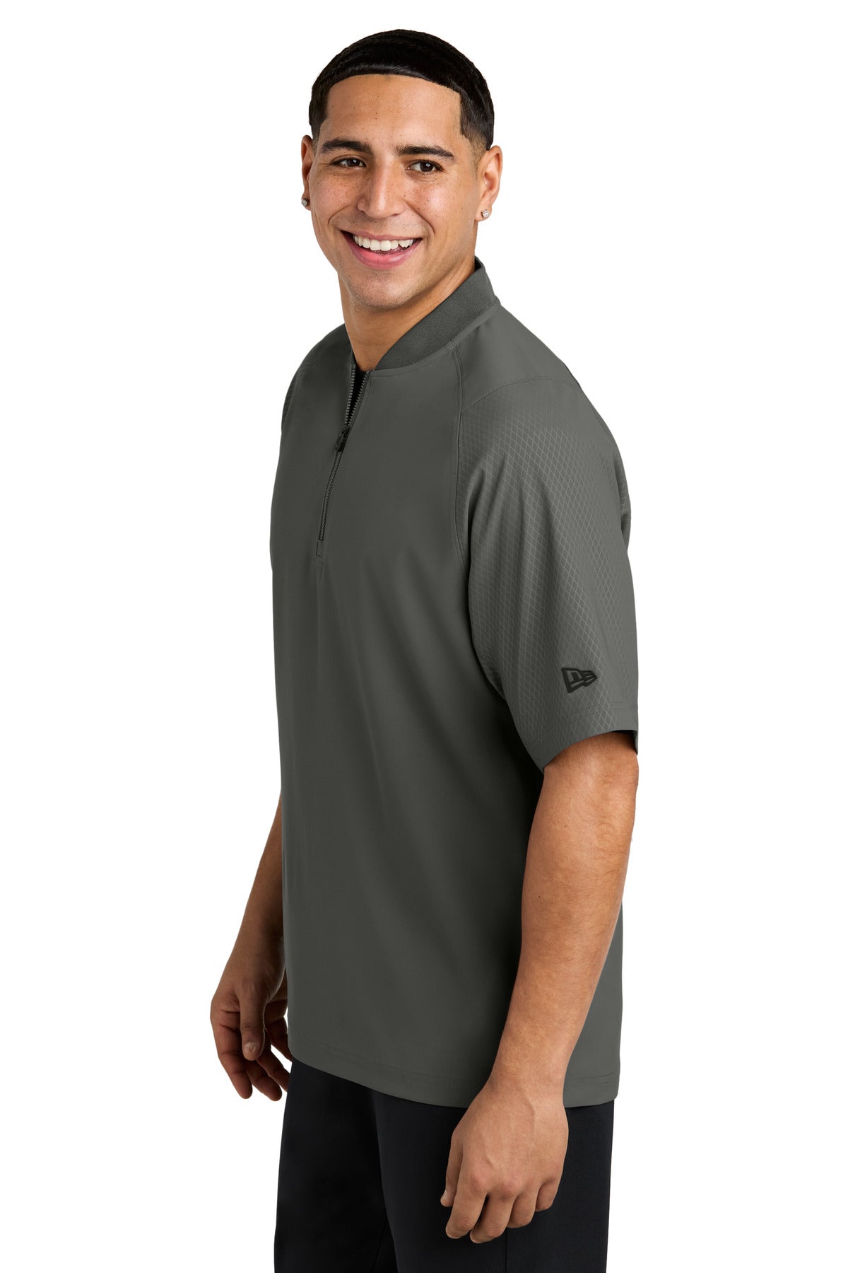 Graphite New Era Cage Short Sleeve 1/4-Zip Jacket. NEA600 plain