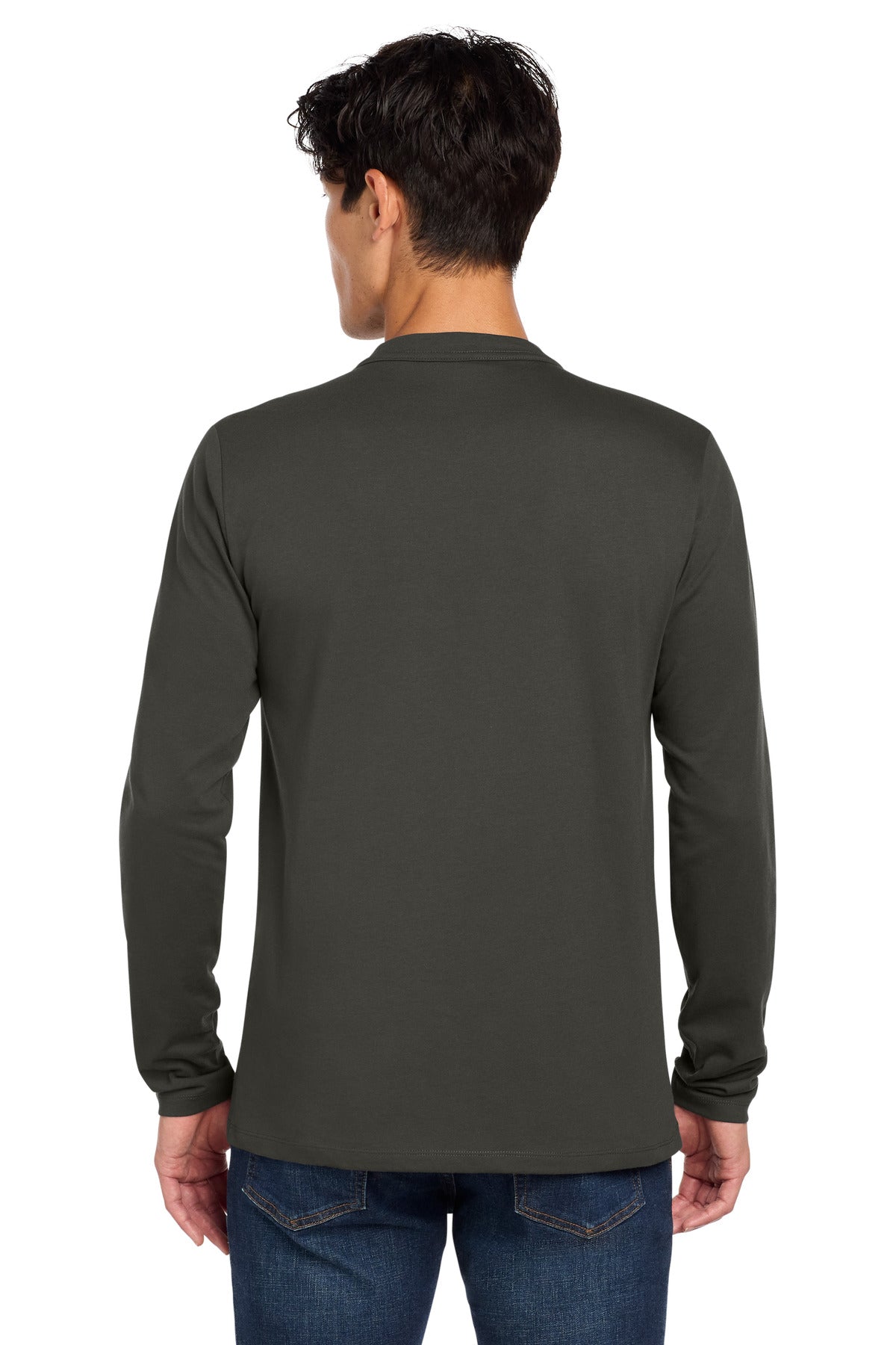 Graphite New Era Heritage Blend Long Sleeve Crew Tee. NEA102 plain