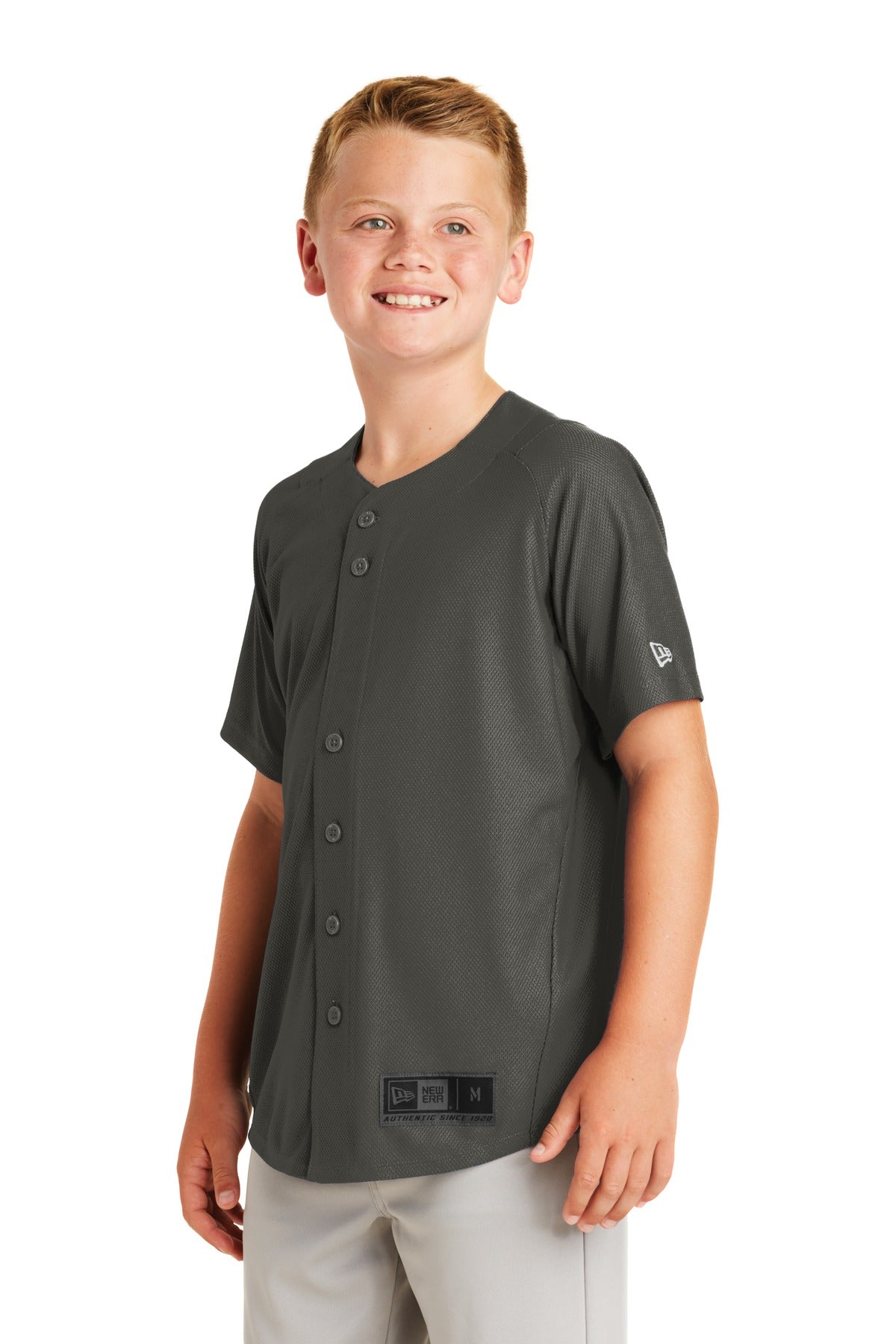 Graphite New Era Youth Diamond Era Full-Button Jersey. YNEA220 plain
