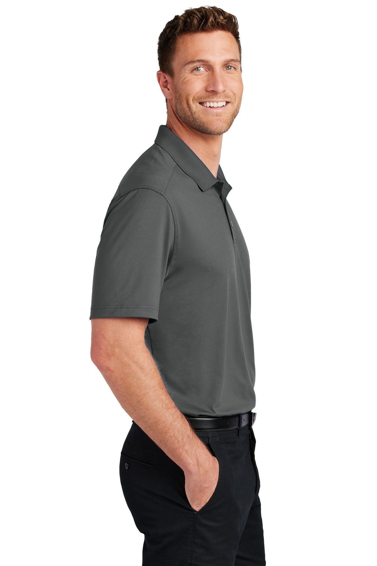 Graphite Port Authority City Stretch Flat Knit Polo K683 plain