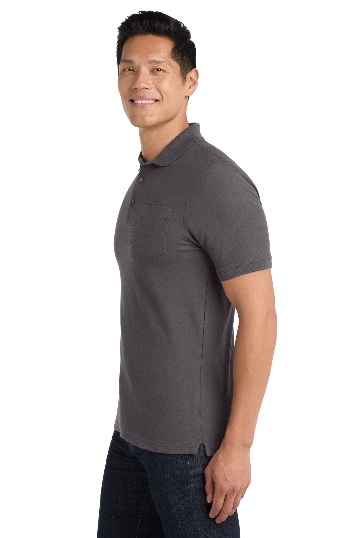 Graphite Port Authority Core Classic Pique Pocket Polo. K100P plain