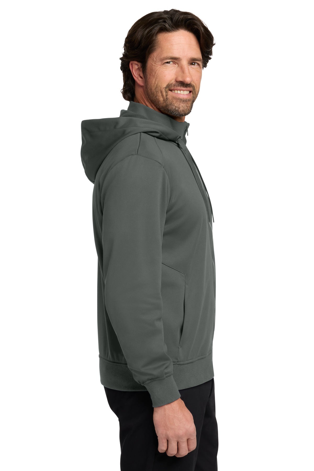 Graphite Port Authority Smooth Fleece Hooded Jacket F814 plain