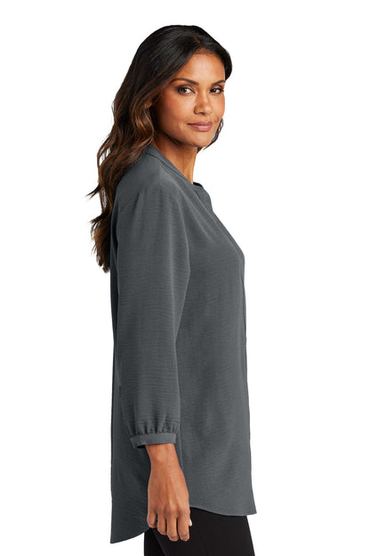 Graphite Port Authority Women's 3/4-Sleeve Textured Crepe Tunic LW713 plain