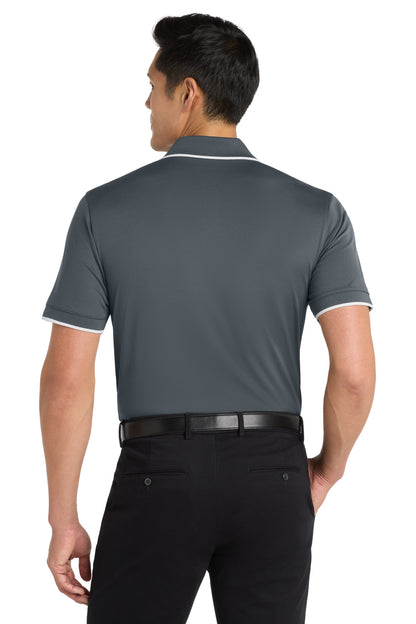 Graphite/White Port Authority Dry Zone UV Micro-Mesh Tipped Polo. K111 plain