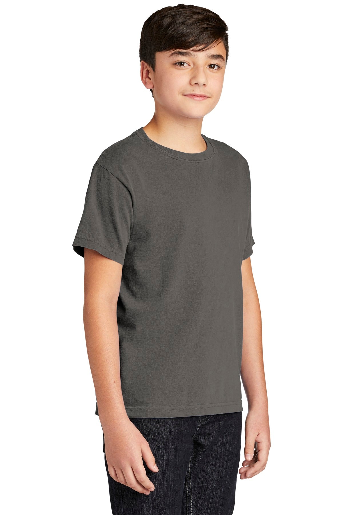 Grey COMFORT COLORS Youth Heavyweight Ring Spun Tee. 9018 plain