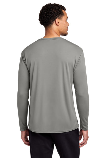 Grey Concrete Port & Co Long Sleeve Performance Tee. PC380LS plain