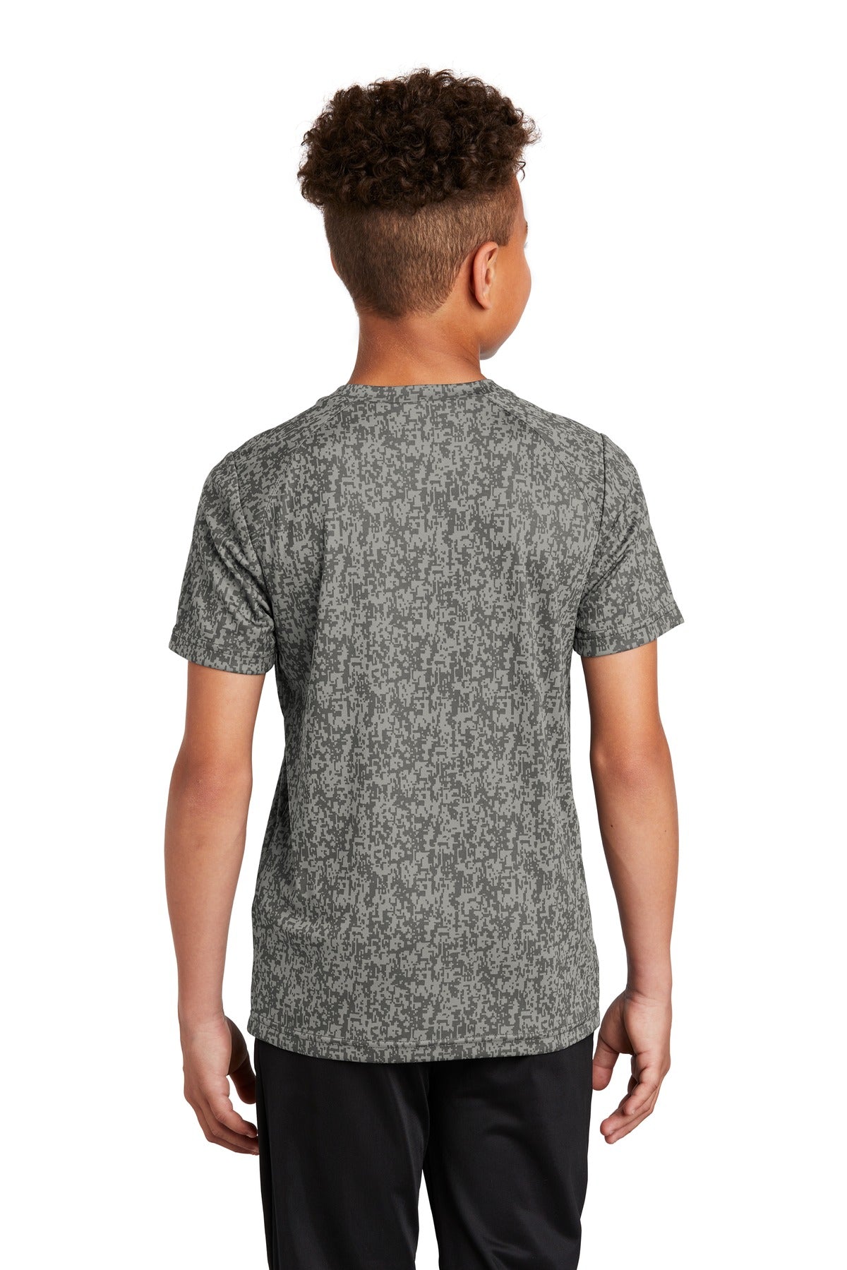 Grey Concrete Sport-Tek Youth Digi Camo Tee. YST460 plain