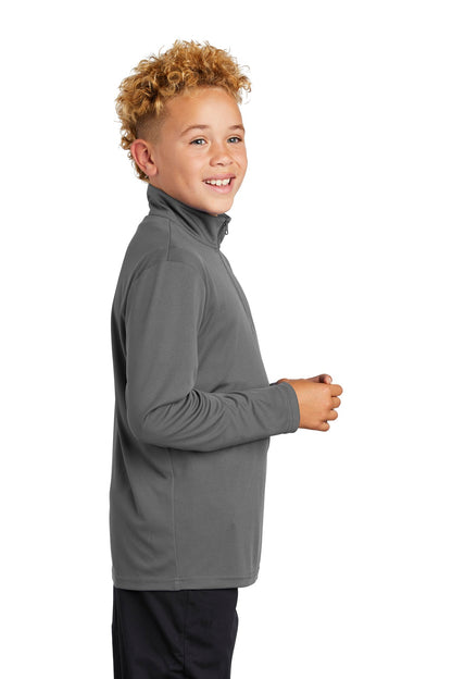 Grey Concrete Sport-Tek Youth PosiCharge Competitor 1/4-Zip Pullover. YST357 plain
