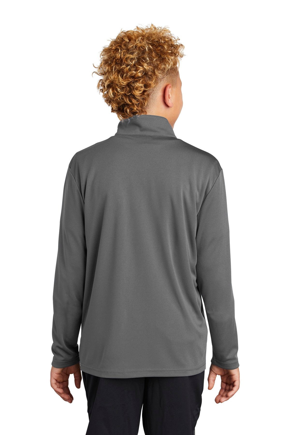 Grey Concrete Sport-Tek Youth PosiCharge Competitor 1/4-Zip Pullover. YST357 plain