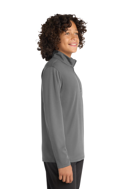 Grey Concrete Sport-Tek Youth PosiCharge Competitor 1/4-Zip Pullover. YST357 plain