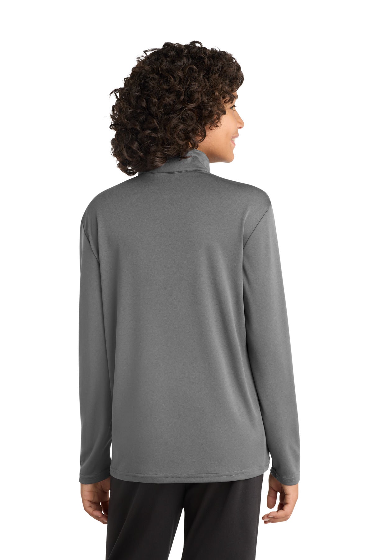 Grey Concrete Sport-Tek Youth PosiCharge Competitor 1/4-Zip Pullover. YST357 plain