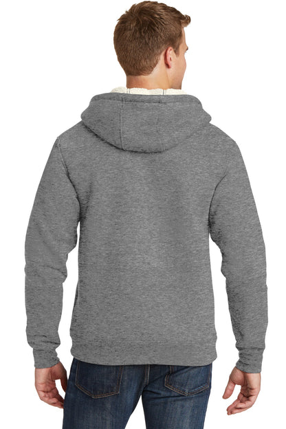 Grey CornerStone Heavyweight Sherpa-Lined Hooded Fleece Jacket. CS625 plain