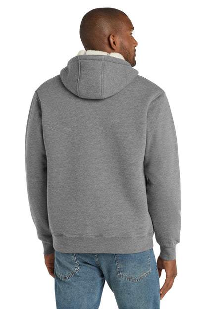 Grey CornerStone Heavyweight Sherpa-Lined Hooded Fleece Jacket. CS625 plain