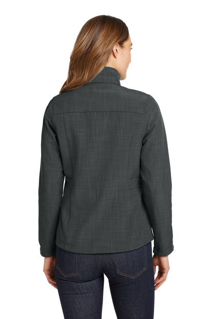 Grey Eddie Bauer Women's Shaded Crosshatch Soft Shell Jacket. EB533 plain