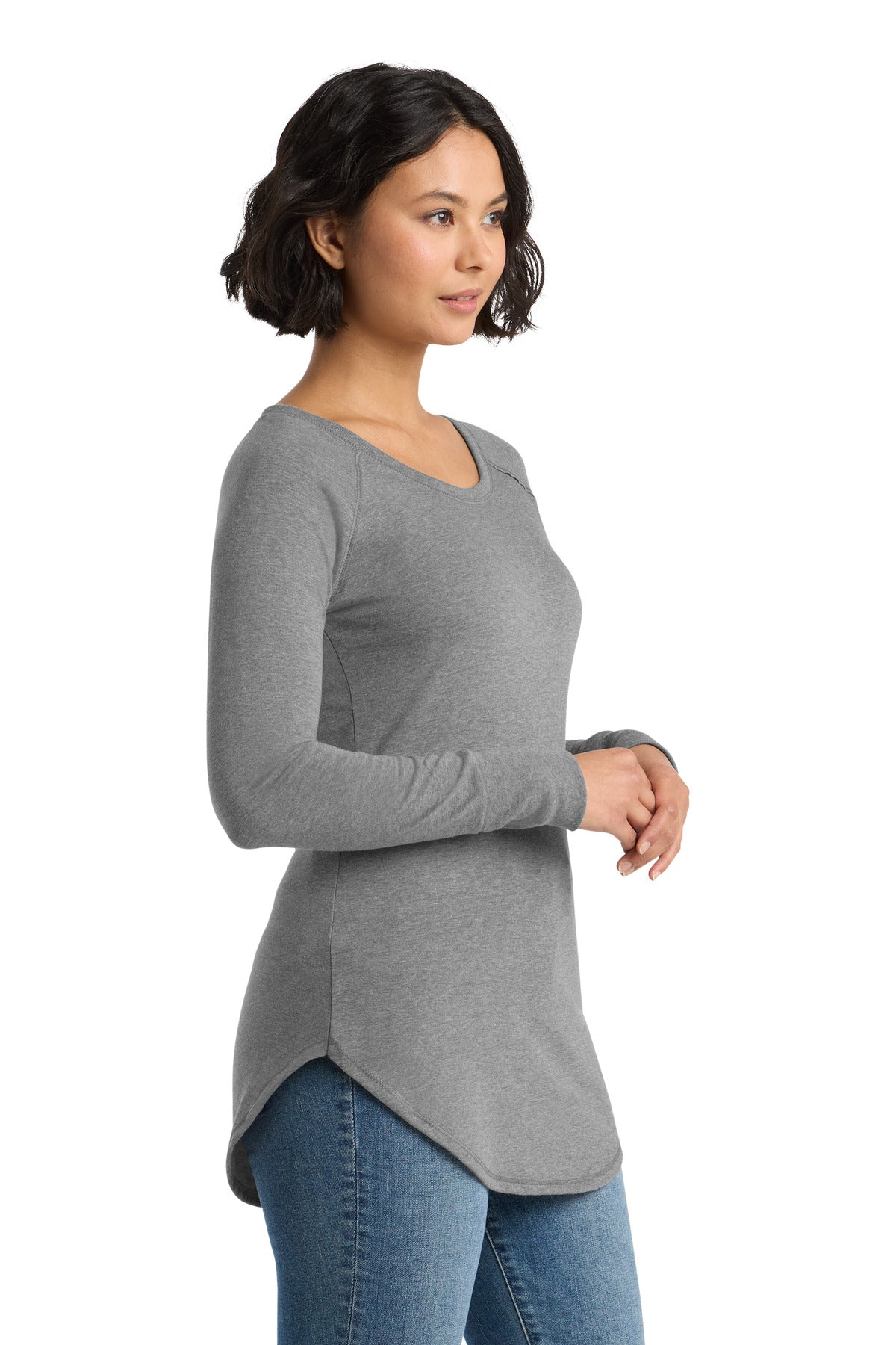 Grey Frost District Women's Perfect Tri Long Sleeve Tunic Tee. DT132L plain