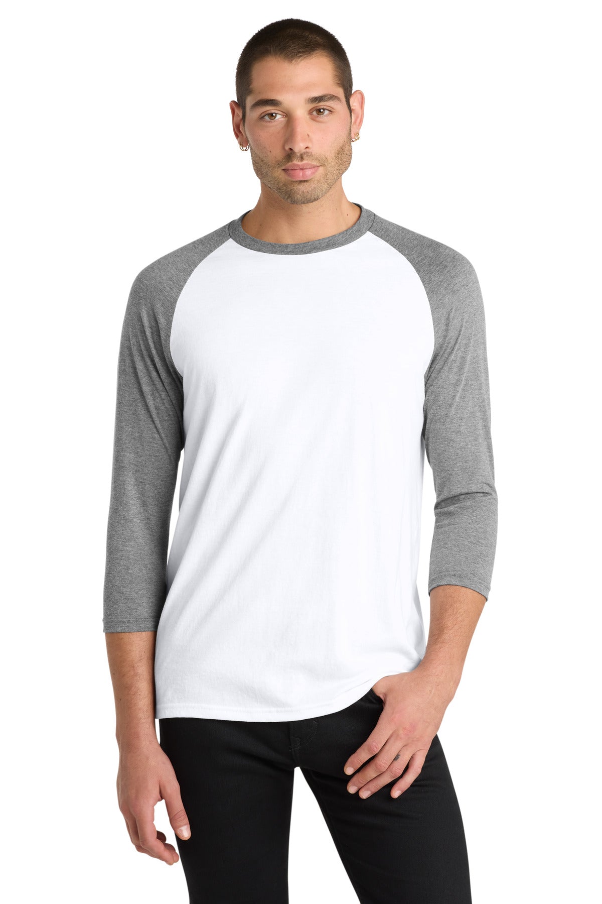 Grey Fr/White District Perfect Tri 3/4-Sleeve Raglan. DM136 plain