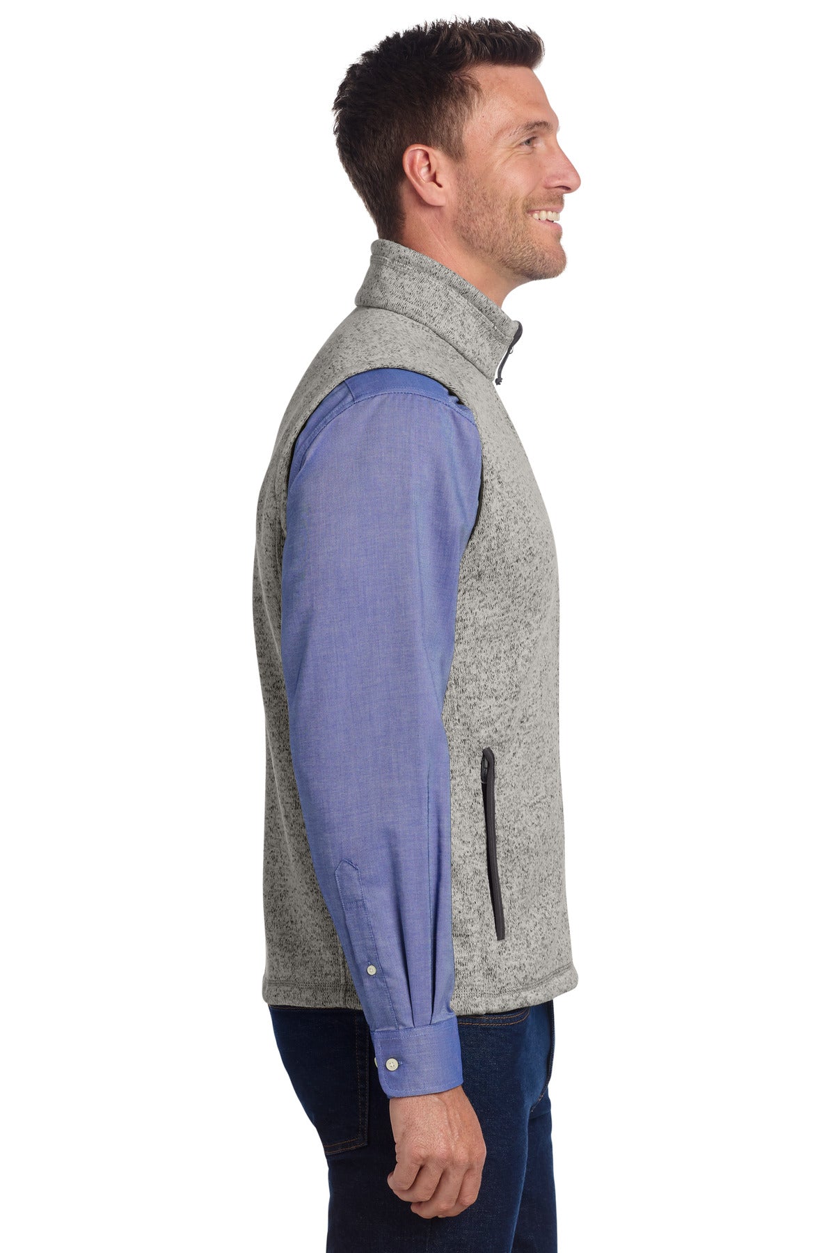 Grey Heather Port Authority Sweater Fleece Vest F236 plain