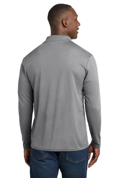 Grey Heather Sport-Tek PosiCharge RacerMesh Long Sleeve Polo. ST640LS plain
