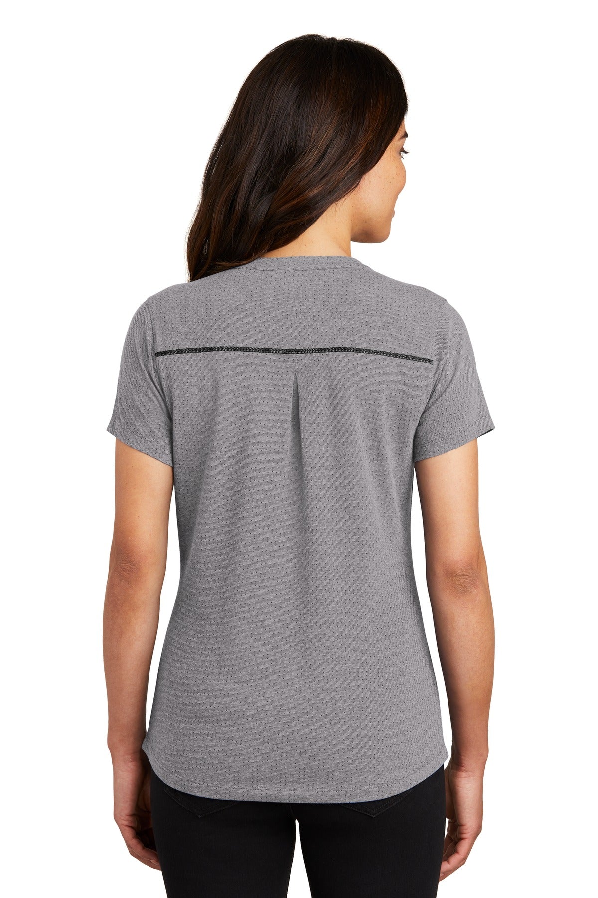 Grey Hthr OGIO Women's Tread Henley. LOG136 plain