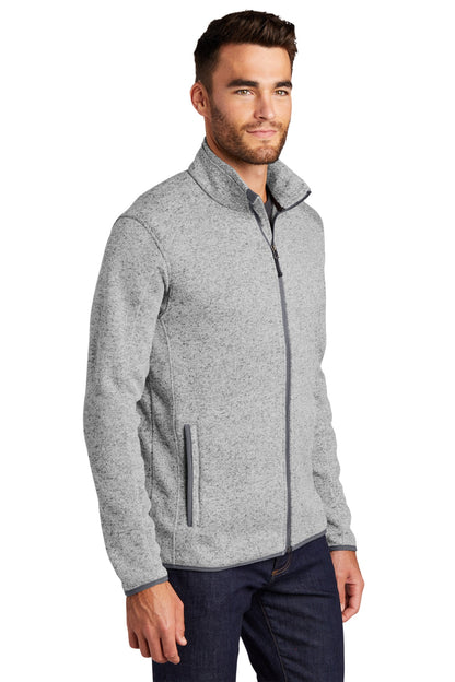 Grey Hthr Port Authority Sweater Fleece Jacket. F232 plain