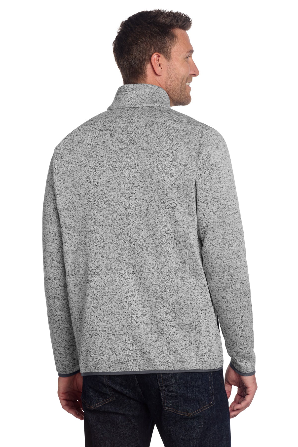Grey Hthr Port Authority Sweater Fleece Jacket. F232 plain