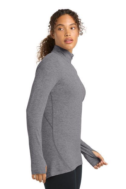 Grey Hthr Sport-Tek Women's Exchange 1.5 Long Sleeve 1/2-Zip LST711 plain