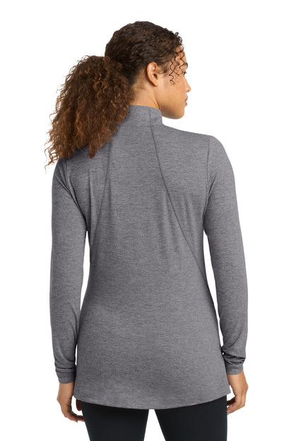 Grey Hthr Sport-Tek Women's Exchange 1.5 Long Sleeve 1/2-Zip LST711 plain