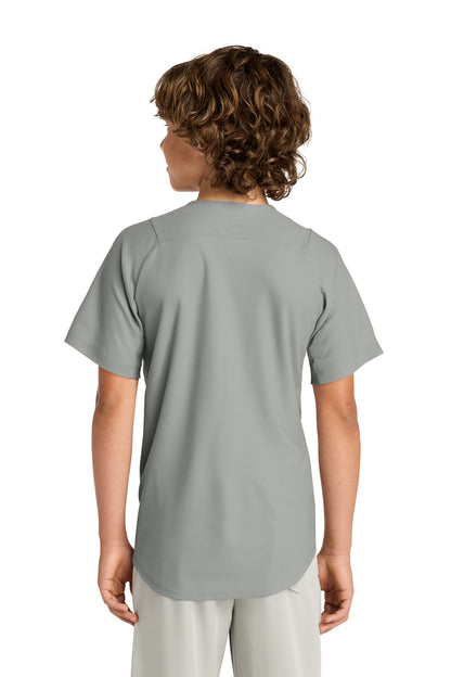 Grey New Era Youth Diamond Era Full-Button Jersey. YNEA220
