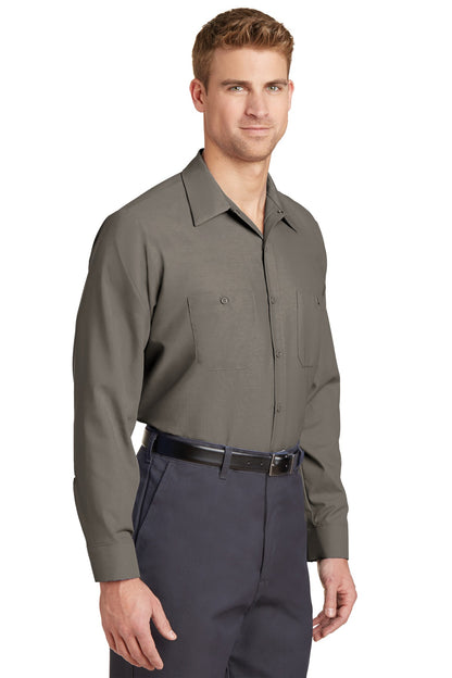 Grey Red Kap Long Sleeve Industrial Work Shirt. SP14 plain