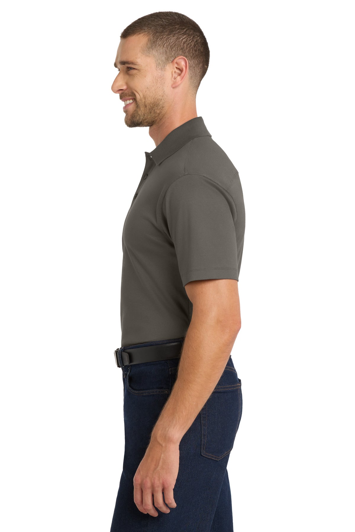 Grey Smoke Port Authority Rapid Dry Mesh Polo. K573 plain