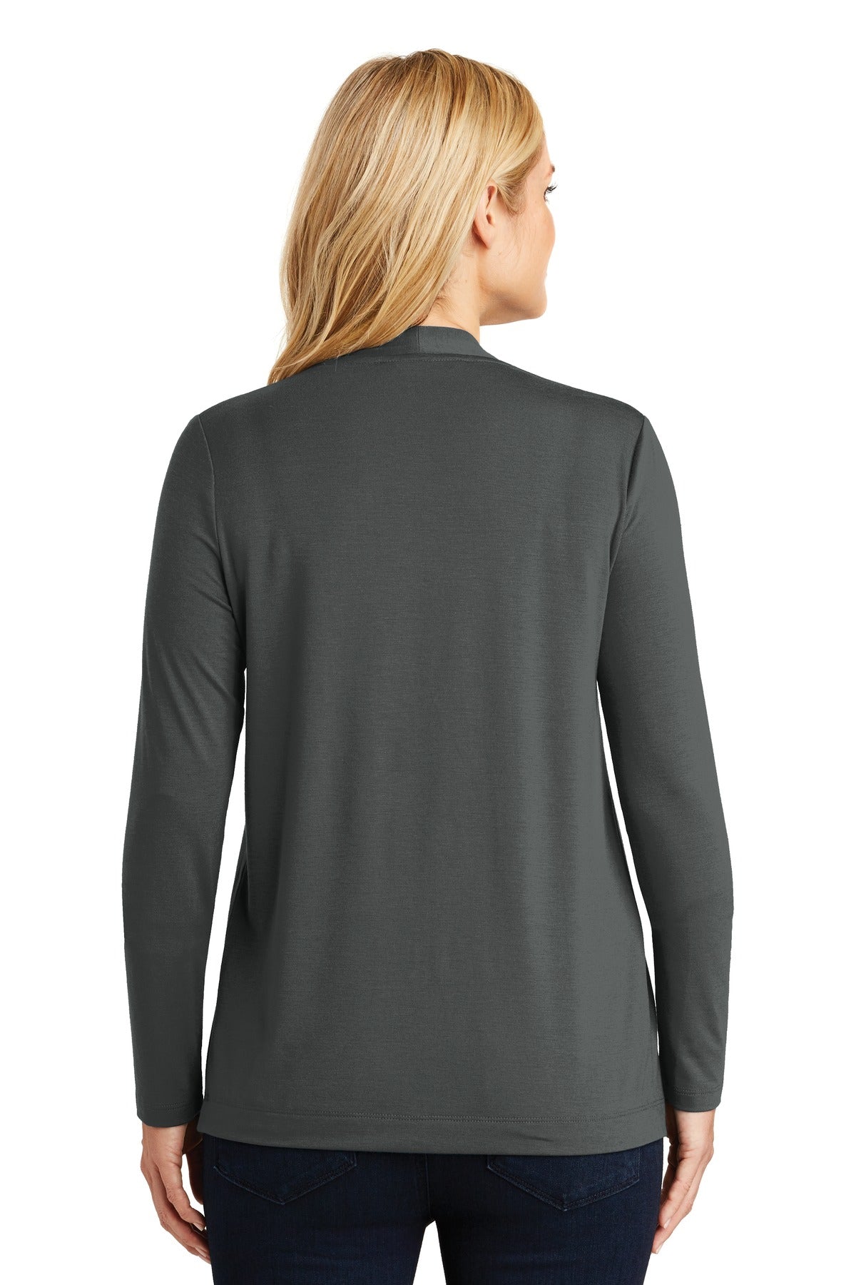 Grey Smoke Port Authority Women's Concept Open Cardigan. L5430 plain