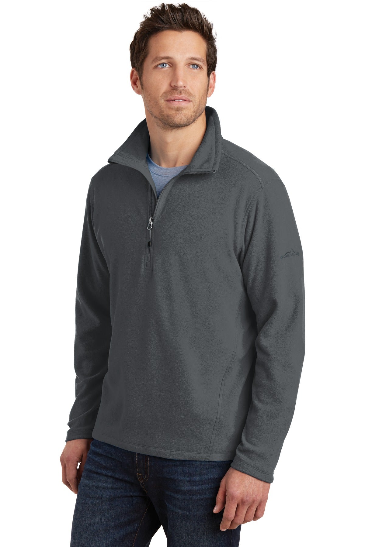 Grey Steel Eddie Bauer 1/2-Zip Microfleece Jacket. EB226 plain