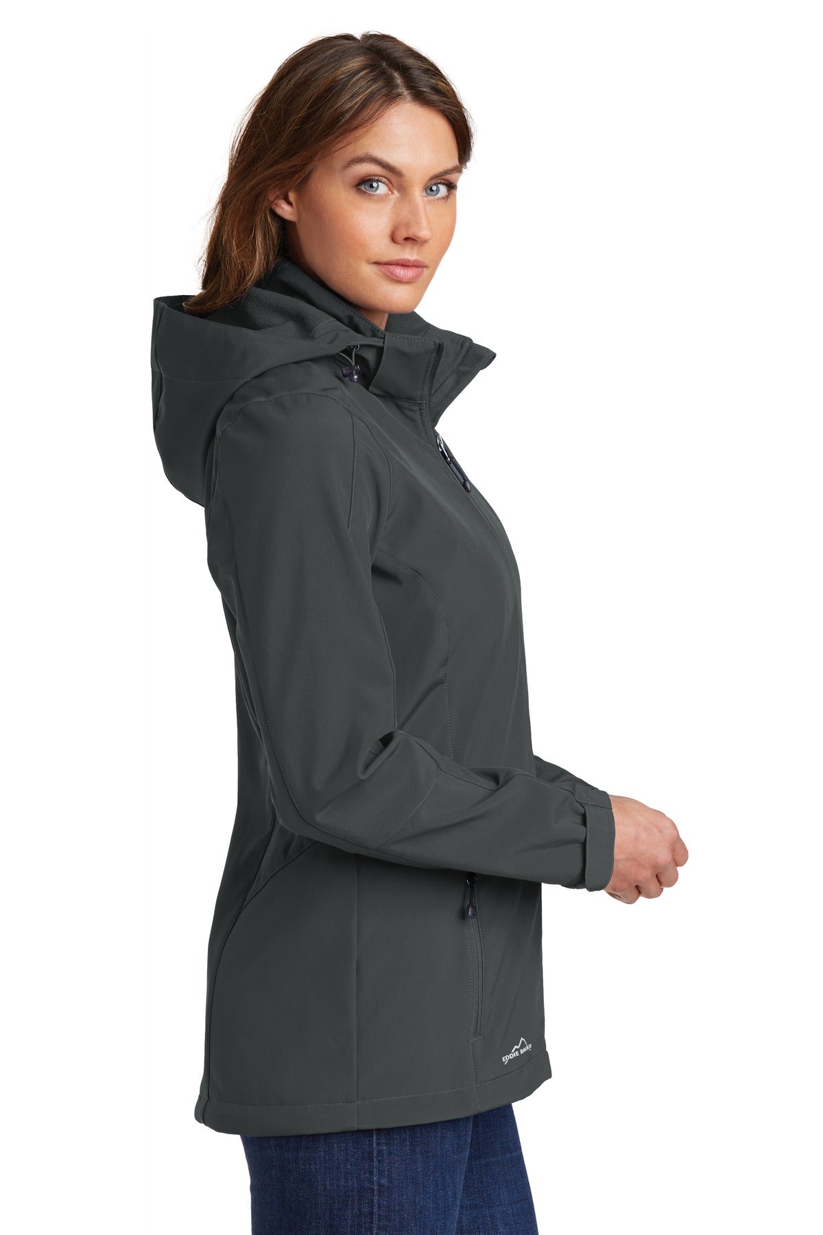 Grey Steel Eddie Bauer Women's Hooded Soft Shell Parka. EB537 plain