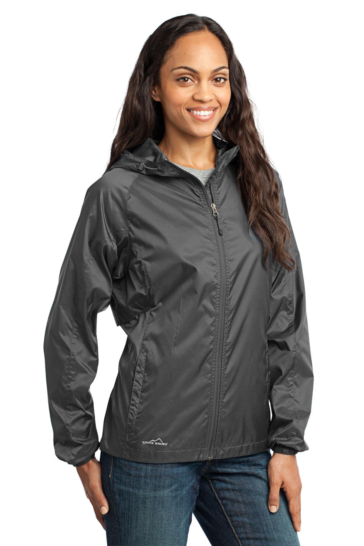 Grey Steel Eddie Bauer Women's Packable Wind Jacket. EB501 plain