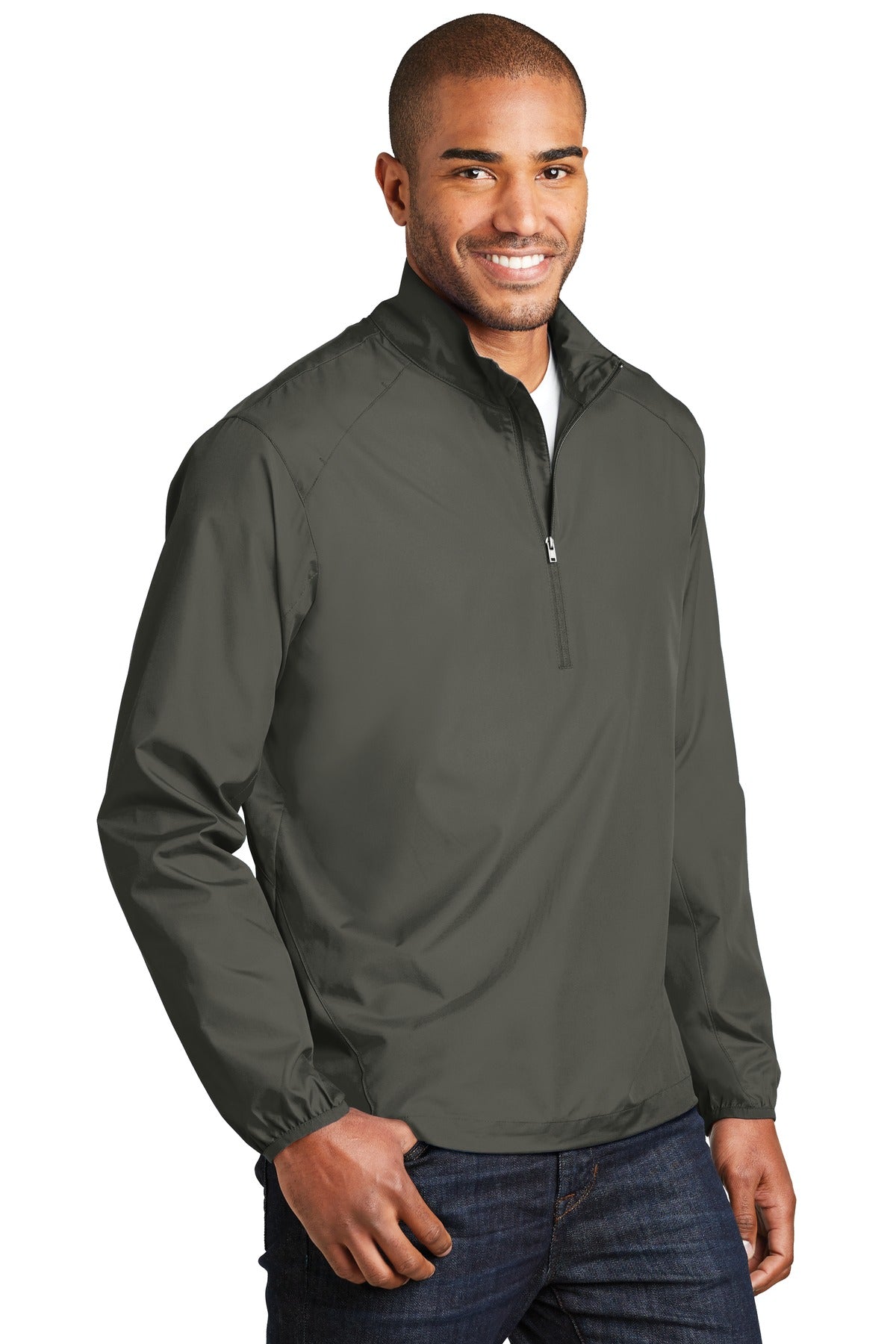 Grey Steel Port Authority Zephyr 1/2-Zip Pullover. J343 plain