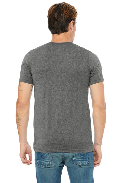 Grey TB BELLA+CANVAS Unisex Triblend Short Sleeve V-Neck Te. BC3415 plain