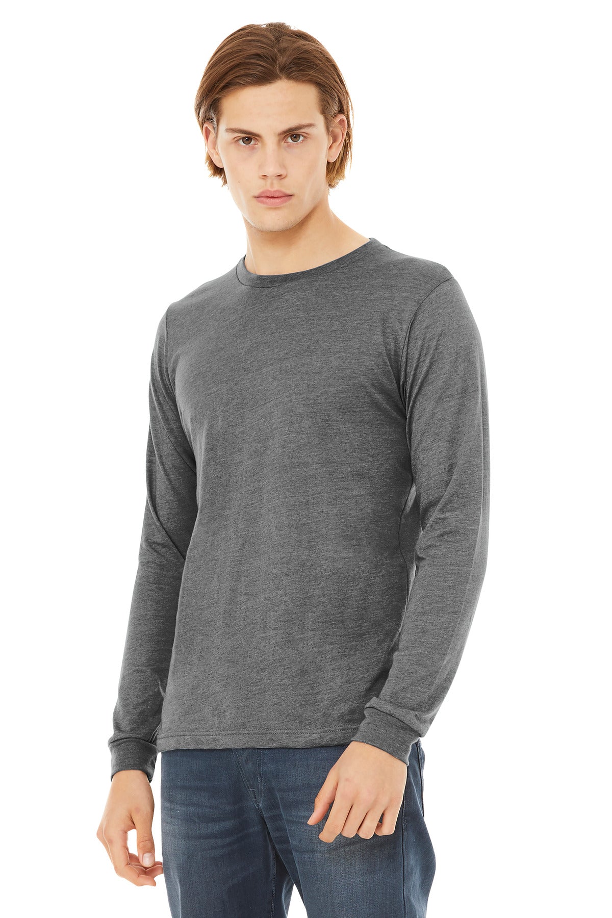 GreyTB BELLA+CANVAS Unisex Triblend Long Sleeve Tee BC3513 plain