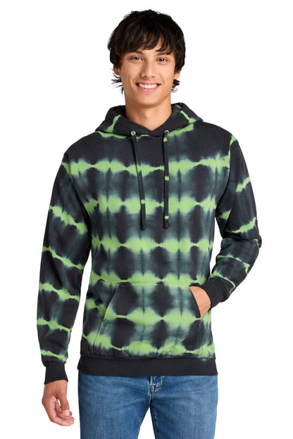 GrnTea/Blk Port & Co Allover Stripe Tie-Dye Fleece PC143